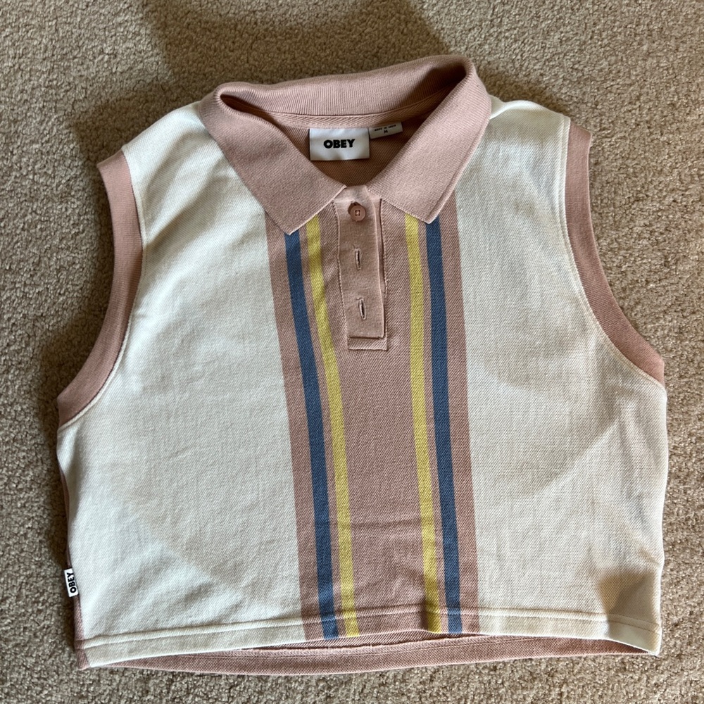 Obey Knit Colored Striped Sleeveless Top
